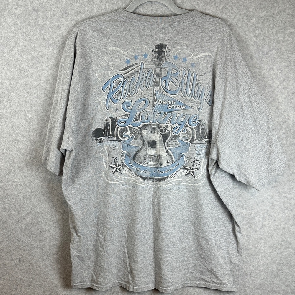 Men's 2X Rockin' Billy's Nashville Lounge Graphic Tee Shirt Gray Western Racing